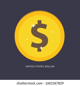 Dollar Currency Sign Gold Coin Vector Icon