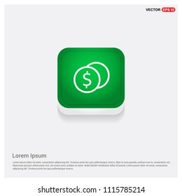 Dollar currency sign iconGreen Web Button - Free vector icon