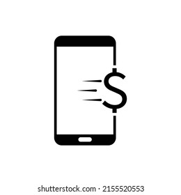 Dollar currency sign with a mobile phone icon. isolated on white background