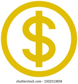 Dollar currency sign symbol - golden simple inside of circle, isolated - vector illustration
