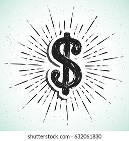 dollar currency with star burst