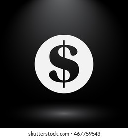 Dollar currency symbol in black studio. Vector illustrator eps10.