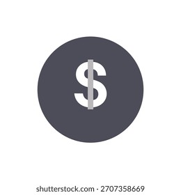 Símbolo de Moeda em Dólar na Ilustração de Quadro Circular em Preto e Branco - Ícone de Arte de Linha Mínima para Finanças, Bancos e Design Econômico