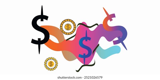Símbolo monetário dólar e design de plano de fundo do elemento