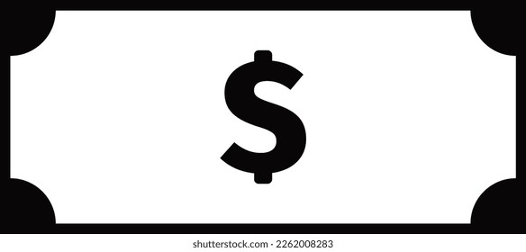 the dollar currency symbol with plain white and black colors applies to web design or making educational books or can later apply to programs