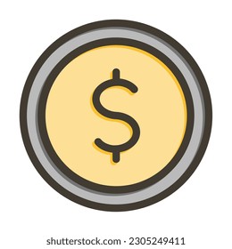 Dollar Currency Thick Line Filled Colors For Personal And Commercial Use.
