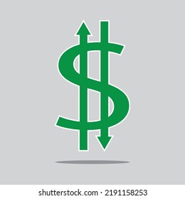 dollar currency value up and down vector logo
