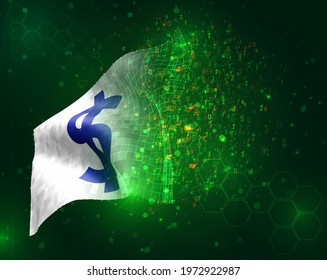 dollar currency vector 3d flag on green background with polygons and data numbers