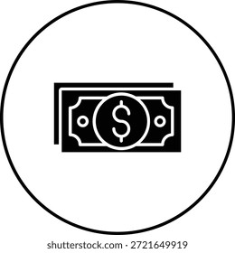 Icono de Vector de moneda de dólar. Se puede utilizar para aplicaciones de impresión, móviles y de Web.