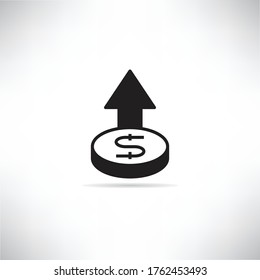 dollar currency and up way value icon vector illustration