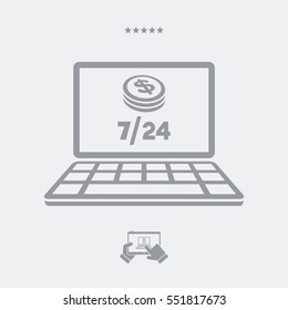Dollar - Daily banking service 7/24 - Vector flat icon