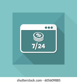 Dollar - Daily banking service 7/24 - Vector flat icon