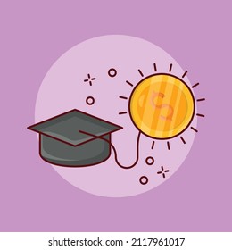 dollar degree Vector illustration isolated on a transparent background. vector line flat icons for concept or web graphics.