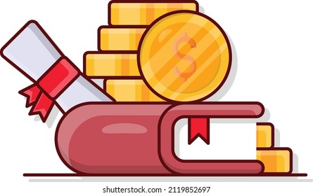 dollar degree Vector illustration isolated on a transparent background. vector line flat icons for concept or web graphics.
