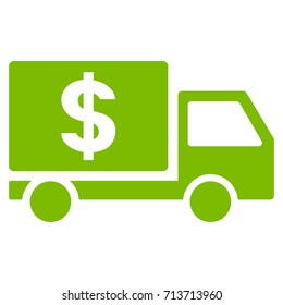 Dollar Delivery vector icon. Flat eco green symbol. Pictogram is isolated on a white background. Designed for web and software interfaces.