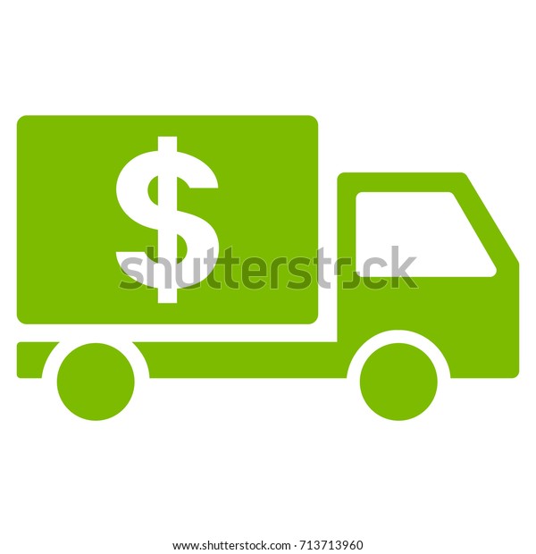 Dollar Delivery vector icon. Flat eco green\
symbol. Pictogram is isolated on a white background. Designed for\
web and software\
interfaces.