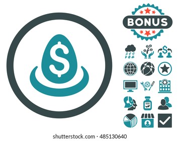 Dollar Deposit Egg icon with bonus elements. Vector illustration style is flat iconic bicolor symbols, soft blue colors, white background.