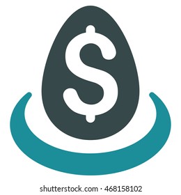 Dollar Deposit Egg icon. Vector style is bicolor flat iconic symbol with rounded angles, soft blue colors, white background.