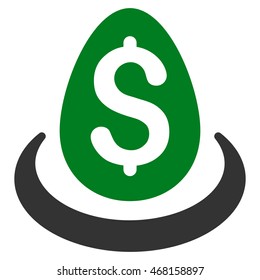 Dollar Deposit Egg icon. Vector style is bicolor flat iconic symbol with rounded angles, green and gray colors, white background.