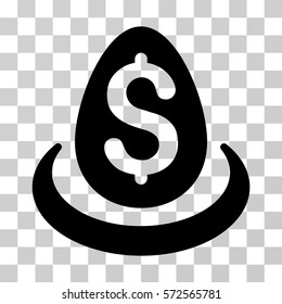 Dollar Deposit Egg icon. Vector illustration style is flat iconic symbol, black color, transparent background. Designed for web and software interfaces.