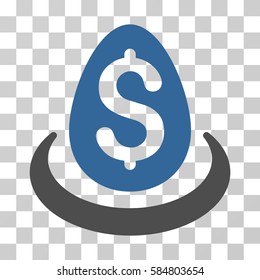 Dollar Deposit Egg icon. Vector illustration style is flat iconic bicolor symbol, cobalt and gray colors, transparent background. Designed for web and software interfaces.