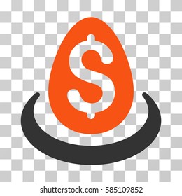 Dollar Deposit Egg icon. Vector illustration style is flat iconic bicolor symbol, orange and gray colors, transparent background. Designed for web and software interfaces.