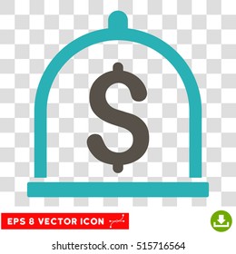 Dollar Deposit EPS vector icon. Illustration style is flat iconic bicolor grey and cyan symbol.