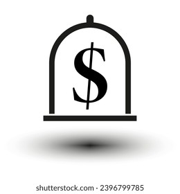 Dollar deposit icon. Dollar sign under the lid. Vector illustration. EPS 10.