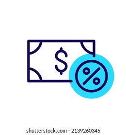 Dollar deposit interest rate. Pixel perfect, editable stroke icon
