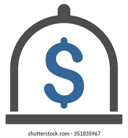 Dollar Deposit vector icon. Style is bicolor flat symbol, cobalt and gray colors, rounded angles, white background.