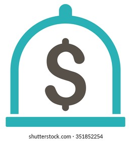 Dollar Deposit vector icon. Style is bicolor flat symbol, grey and cyan colors, rounded angles, white background.