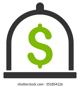 Dollar Deposit vector icon. Style is bicolor flat symbol, eco green and gray colors, rounded angles, white background.