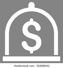Dollar Deposit vector icon. Style is flat symbol, white color, rounded angles, gray background.