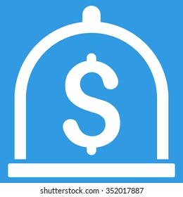 Dollar Deposit vector icon. Style is flat symbol, white color, rounded angles, blue background.