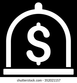 Dollar Deposit vector icon. Style is flat symbol, white color, rounded angles, black background.