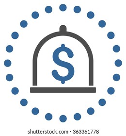 Dollar Deposit vector icon. Style is bicolor flat circled symbol, cobalt and gray colors, rounded angles, white background.