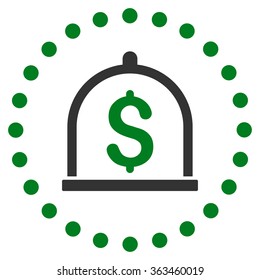 Dollar Deposit vector icon. Style is bicolor flat circled symbol, green and gray colors, rounded angles, white background.