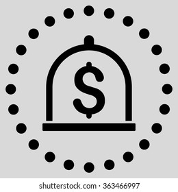 Dollar Deposit vector icon. Style is flat circled symbol, black color, rounded angles, light gray background.