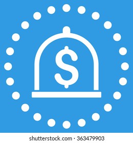 Dollar Deposit vector icon. Style is flat circled symbol, white color, rounded angles, blue background.