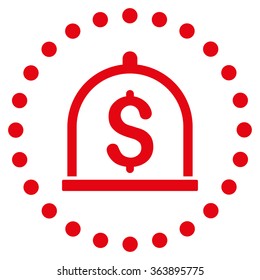 Dollar Deposit vector icon. Style is flat circled symbol, red color, rounded angles, white background.