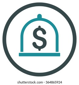 Dollar Deposit vector icon. Style is bicolor flat circled symbol, soft blue colors, rounded angles, white background.