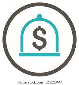Dollar Deposit vector icon. Style is bicolor flat circled symbol, grey and cyan colors, rounded angles, white background.