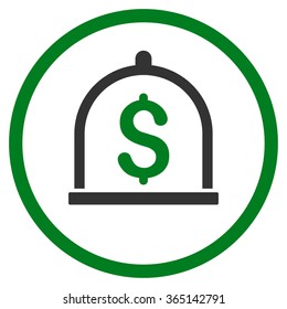 Dollar Deposit vector icon. Style is bicolor flat circled symbol, green and gray colors, rounded angles, white background.