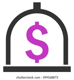Dollar Deposit vector icon. Style is flat symbol, violet color, white background.