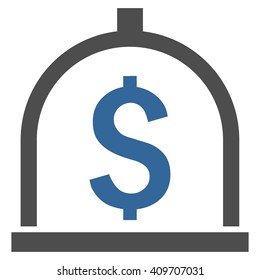 Dollar Deposit vector icon. Style is bicolor flat symbol, cobalt and gray colors, white background.