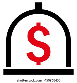 Dollar Deposit vector icon. Style is bicolor flat symbol, intensive red and black colors, white background.