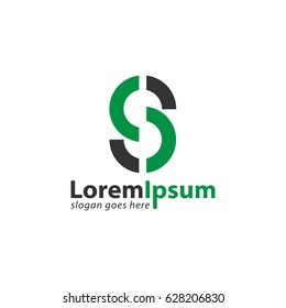 Dollar Design Logo with Circle Shape in Green and Black Color