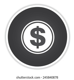 Dollar design on black button background,clean vector