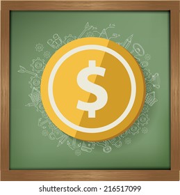 Dollar design on blackboard background,clean vector