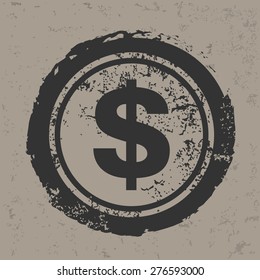 Dollar design on grunge background, grunge vector